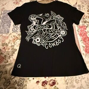 Good Luck Cowboy Black Graphic Tee